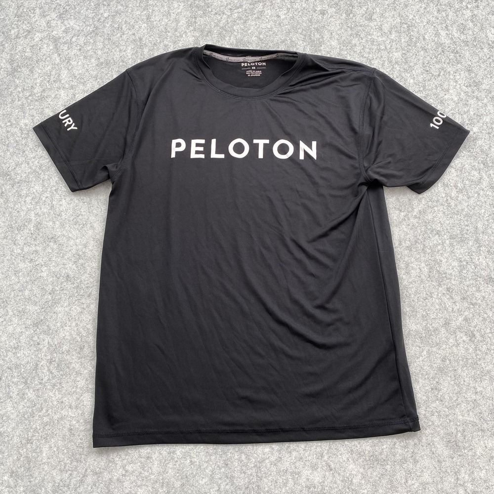 Peloton Shirt Mens XS Black Century 100 Graphic Short Sleeve Cycling Athletic